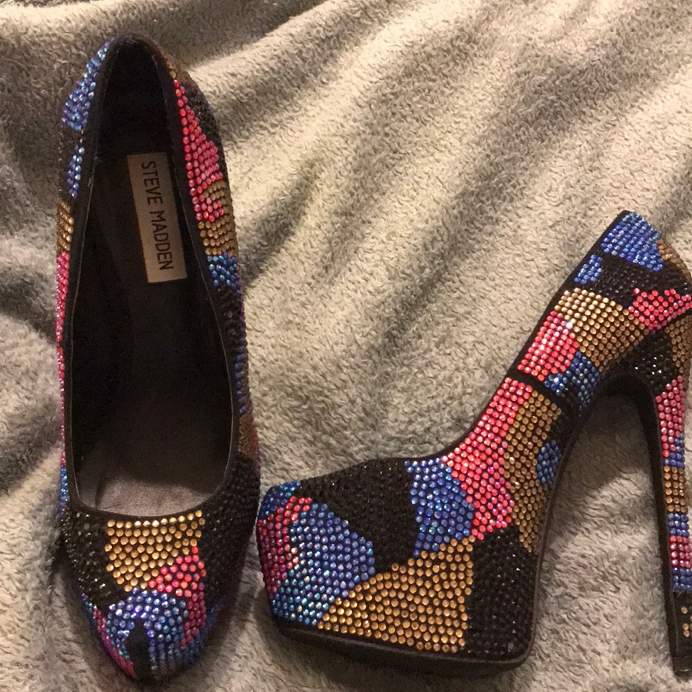 Steve Madden rhinestone 6 inch platform heels 👠